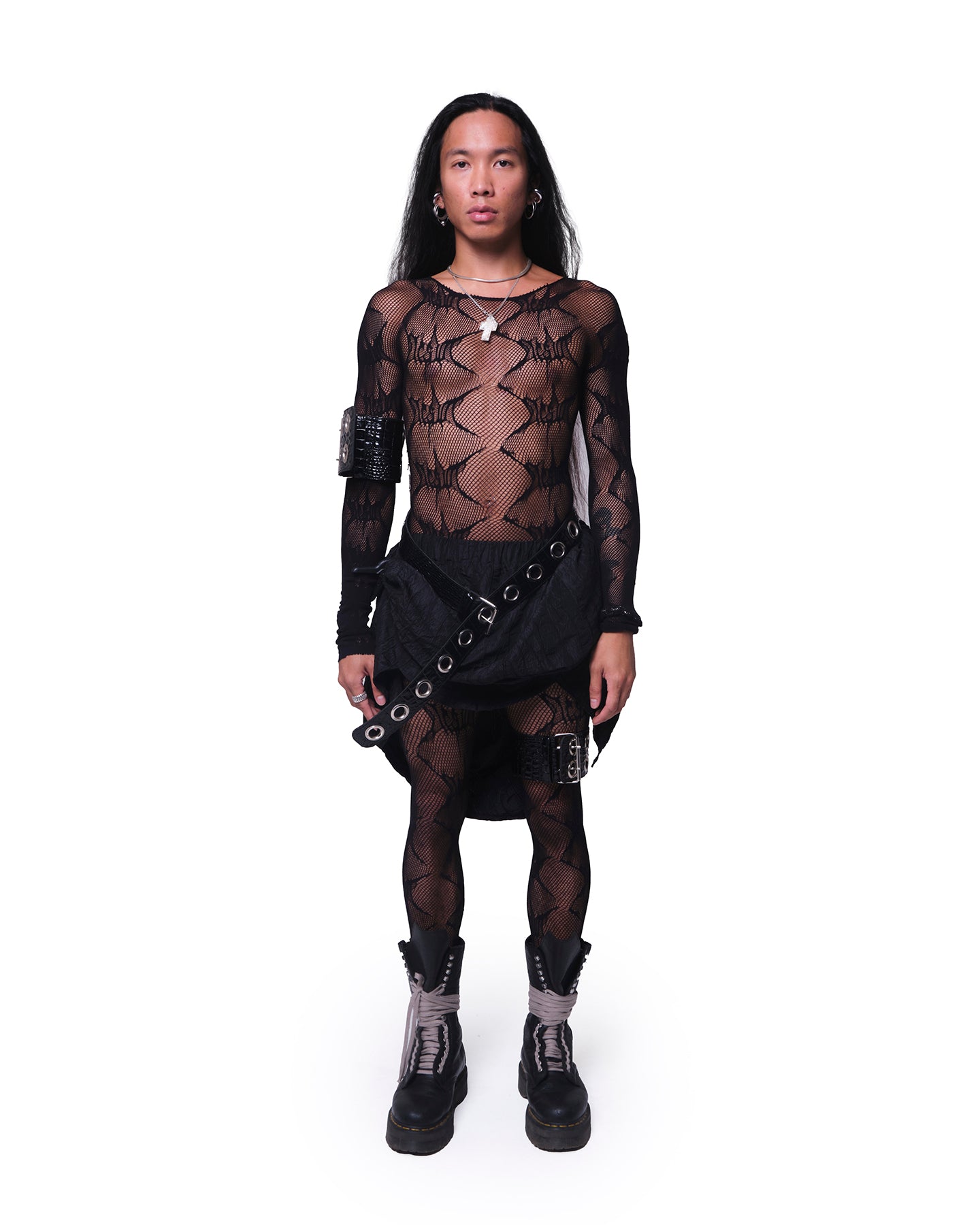 Trash Logo Fishnet Castsuit