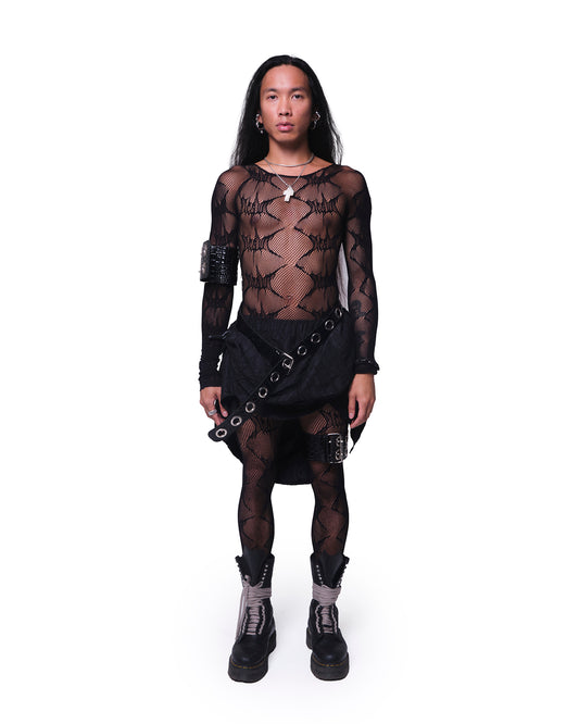 Trash Logo Fishnet Catsuit
