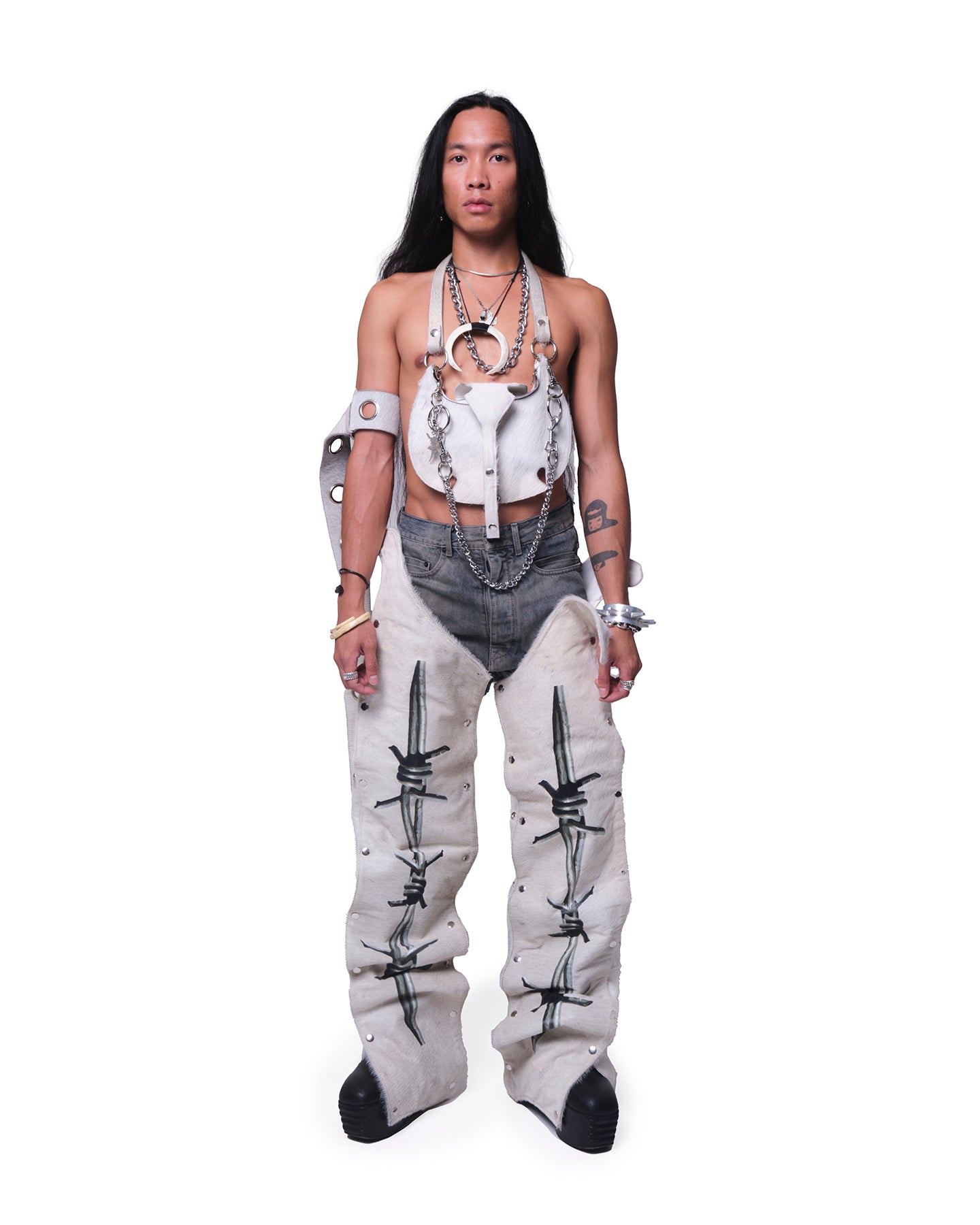 Oversize Reversed Cowhided Snap Chaps