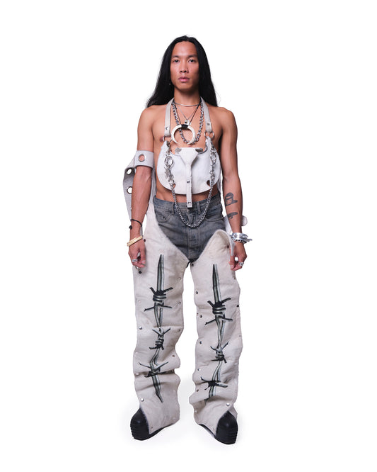 Oversize Reversed Cowhided Snap Chaps