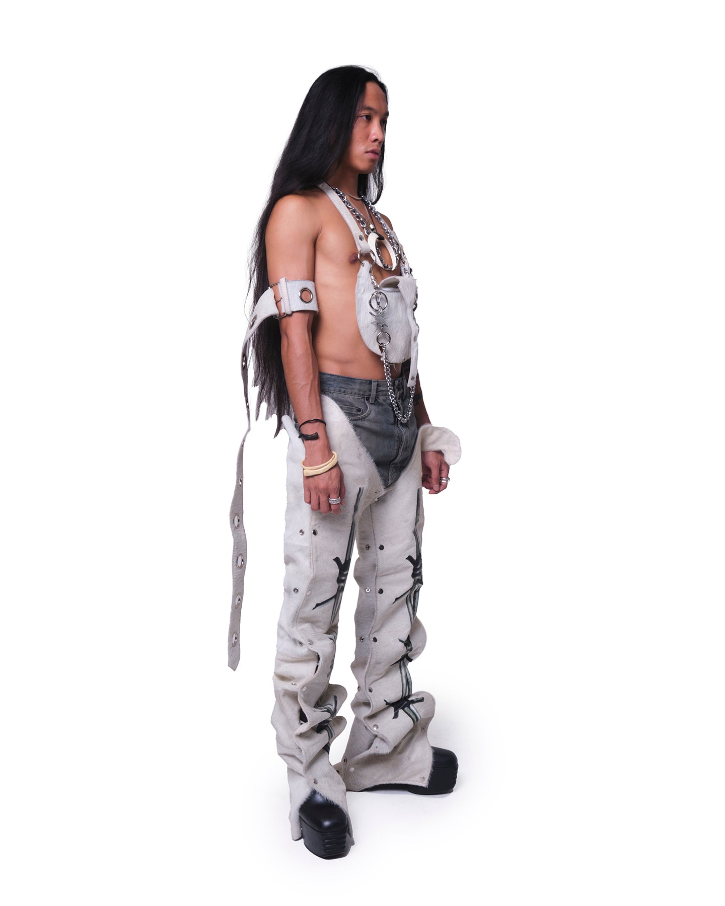 Oversize Reversed Cowhided Snap Chaps